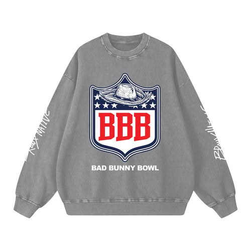 Bad Bunny Bowl Snow Washed Oversized Sweatshirt