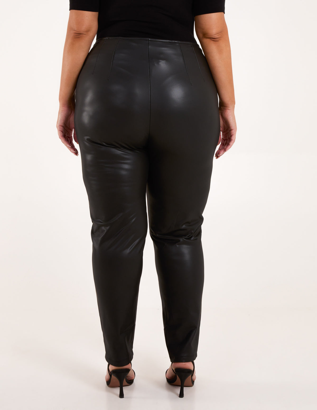 Curve Matte PU Leather Tailored Trousers
