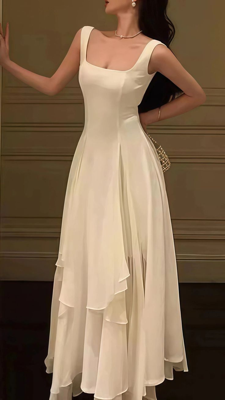 Vintage & Classic Ivory Chiffon Evening Prom Dress N2164