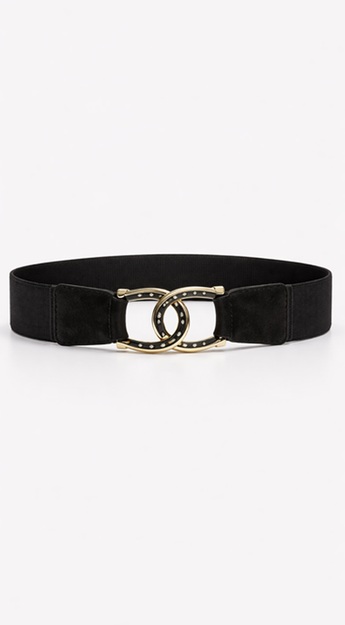 Sia Interlocking Buckle Wide Belt - Black