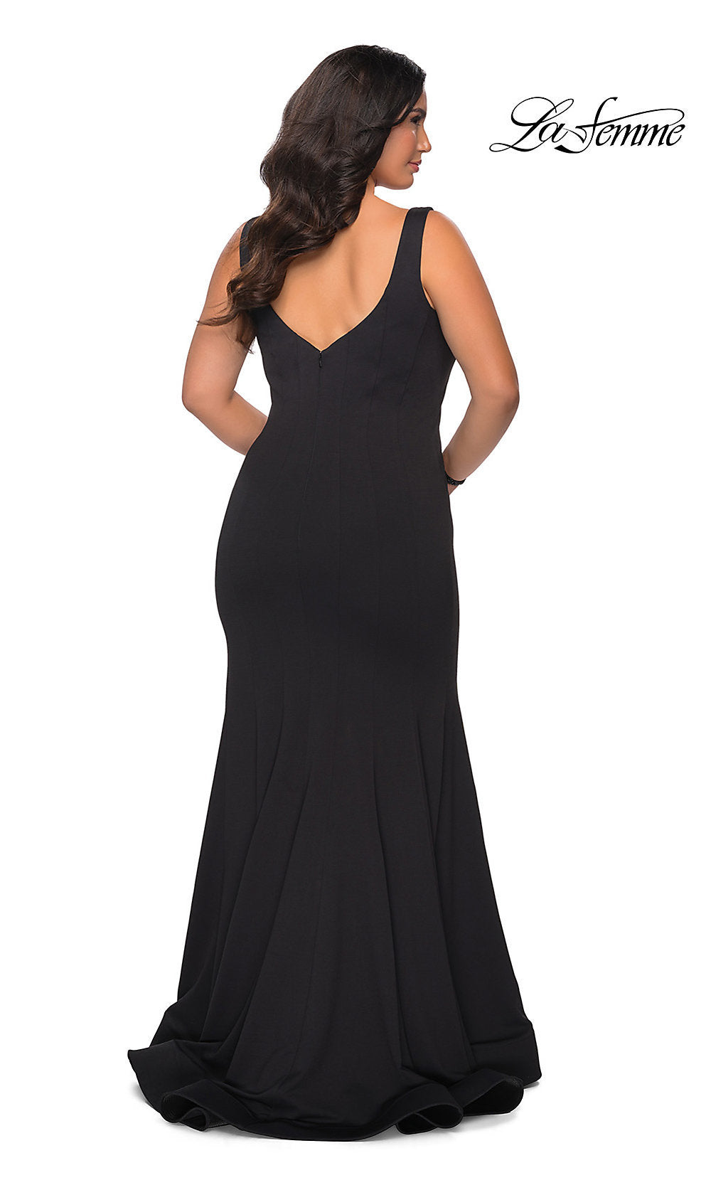 Simple La Femme Long Formal Plus-Size Mermaid Gown