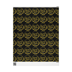 Black & Gold Crown Pattern Wrapping Paper Roll — Luxury Gift Wrap for Special Occasions