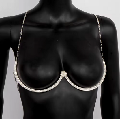 Luminara Crystal Flower Bra Chain - Gold