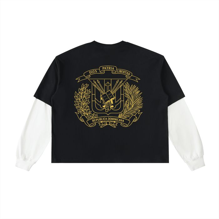 Bronx Dominican Layered Contrast Sleeve Cotton T-Shirt by Bronx Native