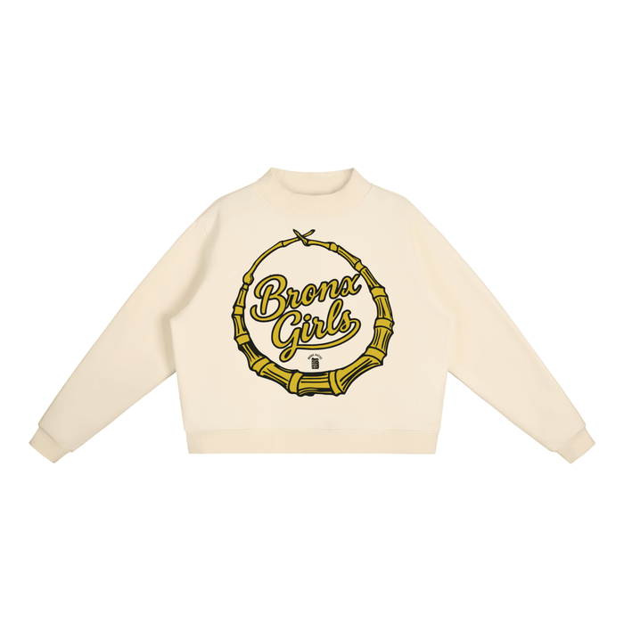 Bronx Girls Bamboo Earring Mock-Neck Crew Sweatshirt by Bronx Native