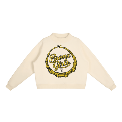 Bronx Girls Bamboo Earring Mock-Neck Crew Sweatshirt by Bronx Native
