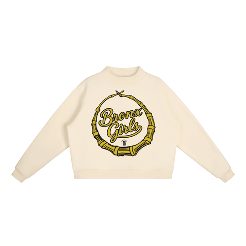 Bronx Girls Bamboo Earring Mock-Neck Crew Sweatshirt by Bronx Native