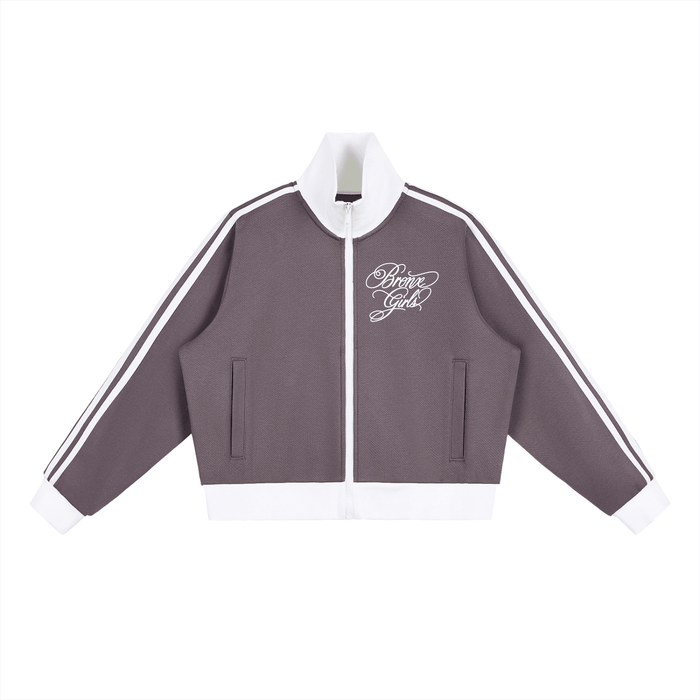 Bronx Girls Do It Better Contrast Side Stripe Fleece Cropped Track Jacket by Bronx Native