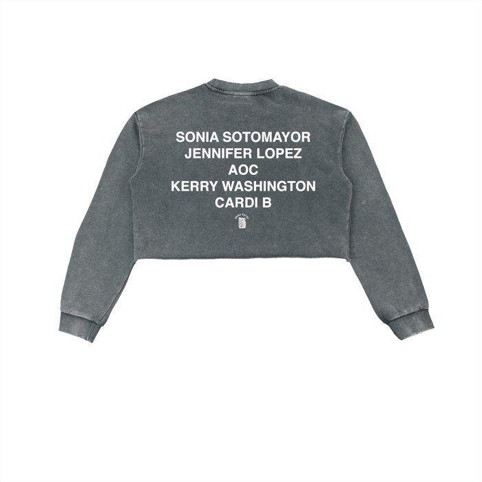 Bronx Girls Do It Better Snow Washed Raw Edge Cropped Sweatshirt by Bronx Native