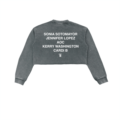Bronx Girls Do It Better Snow Washed Raw Edge Cropped Sweatshirt by Bronx Native