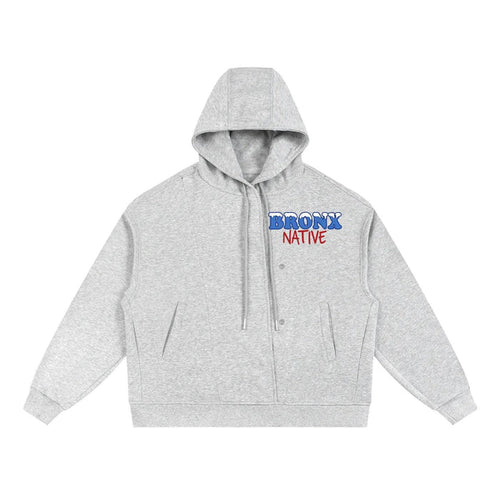 Bronx Native ❄️ Boxy Button Placket Hoodie