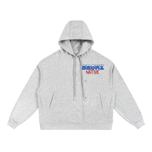 Bronx Native ❄️ Boxy Button Placket Hoodie