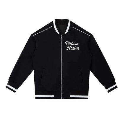 Bronx Native Classy Contrast Piping Zip Bomber Jacket by Bronx Native
