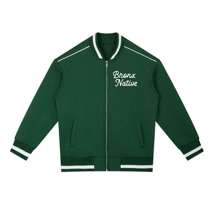 Bronx Native Classy Contrast Piping Zip Bomber Jacket by Bronx Native