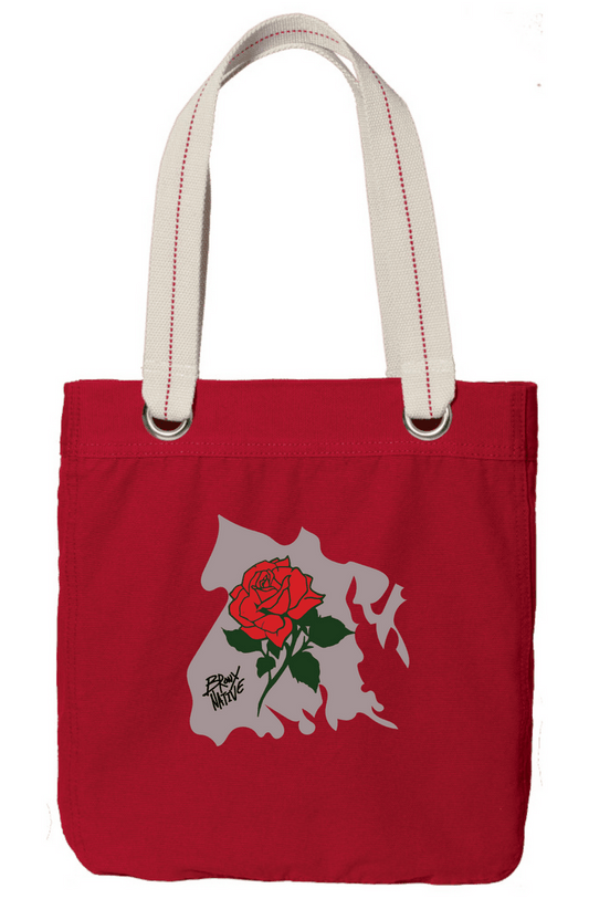 Bronx Native Rose Allie Sangria Zip Canvas Tote Red