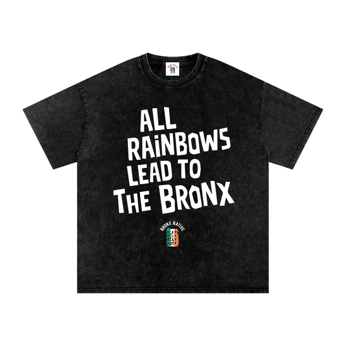 Bronx Native x St. Patty's Day "All Rainbows Lead to The Bronx" Snow Washed Oversized Lim. Ed. Cotton T-Shirt by Bronx Native