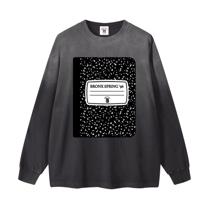 Bronx Spring 96' Notebook Gradient Washed Long Sleeve T-Shirt by Bronx Native for New York summer