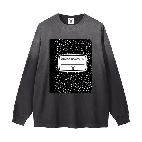 Bronx Spring 96' Notebook Gradient Washed Long Sleeve T-Shirt by Bronx Native for New York summer