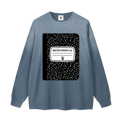 Bronx Spring 96' Notebook Gradient Washed Long Sleeve T-Shirt by Bronx Native for New York summer