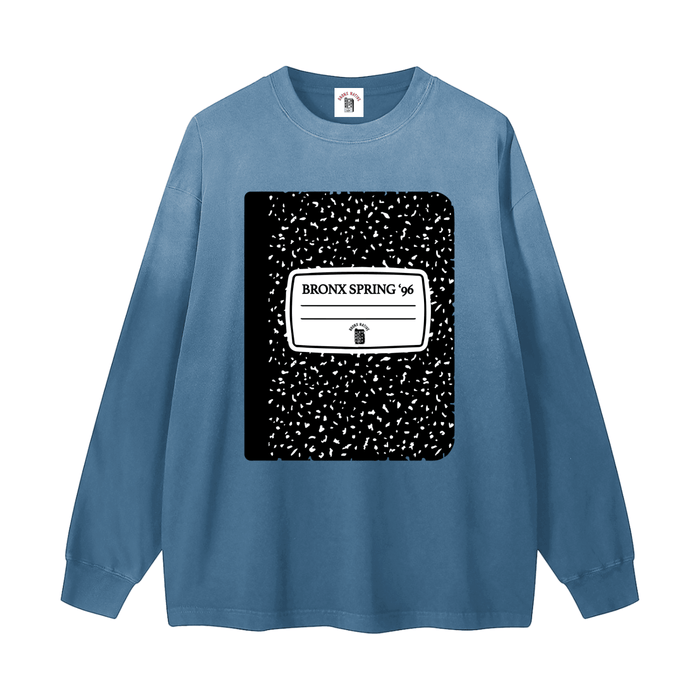 Bronx Spring 96' Notebook Gradient Washed Long Sleeve T-Shirt by Bronx Native for New York summer