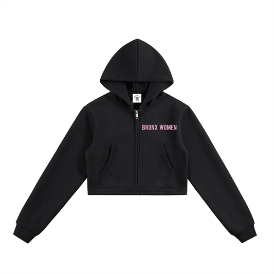Bronx Women Are Essential Cropped Zip-Up Hoodie