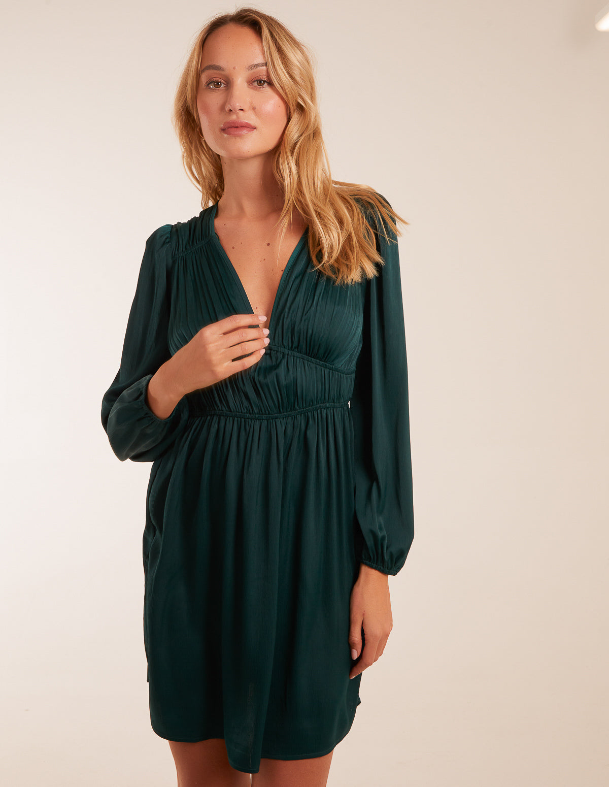 Long Sleeve V-Neck Mini Dress