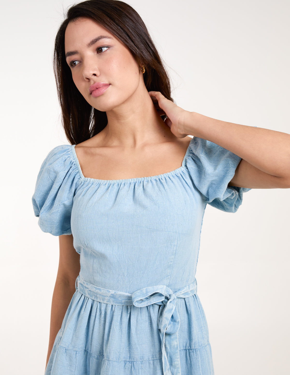 Milkmaid Puff Sleeve Mini Dress