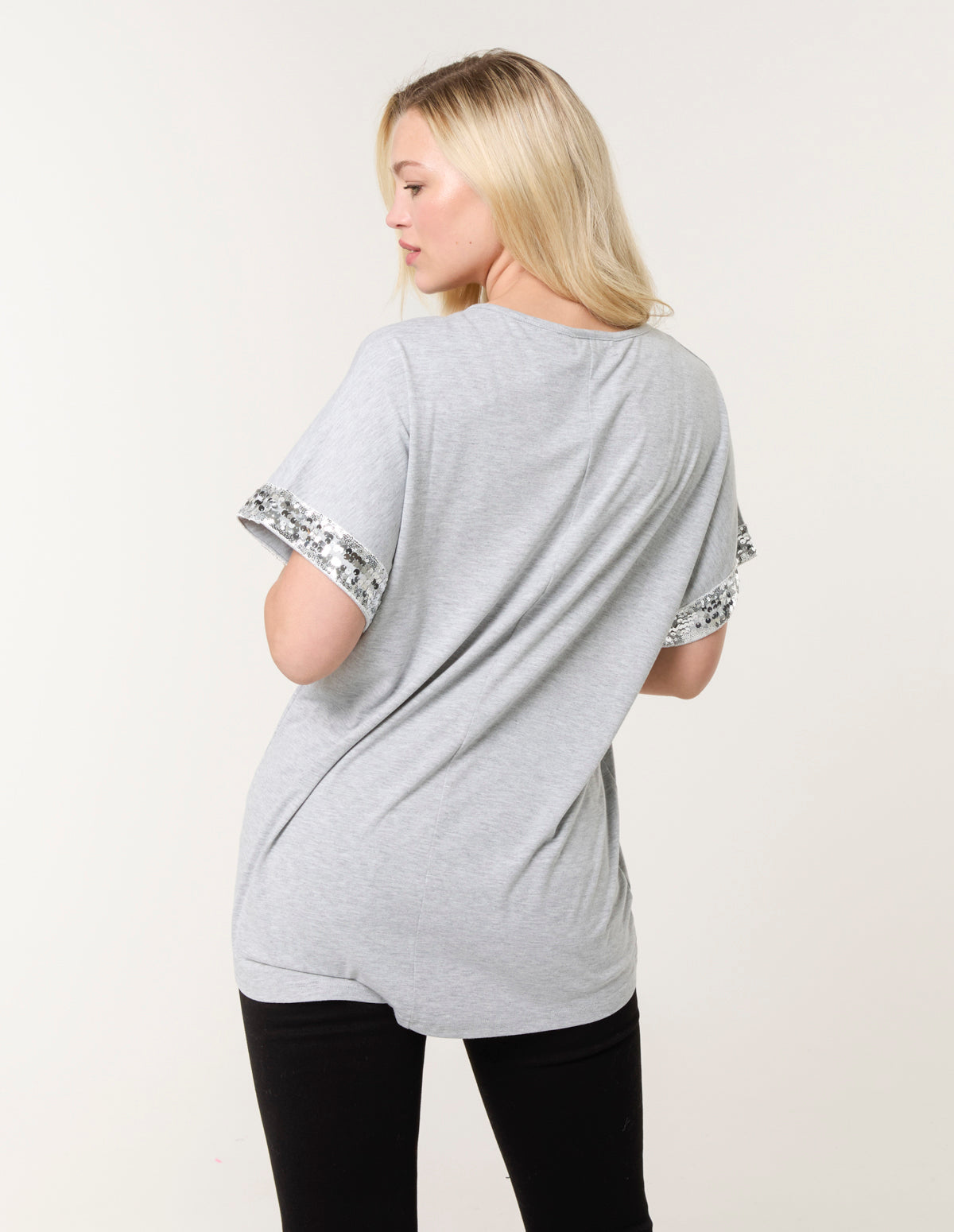 Sequin Trim Oversized Top