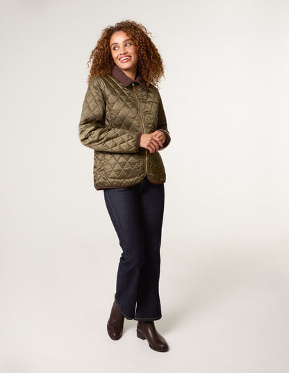 Diamond Quilted Cord Collar Coat