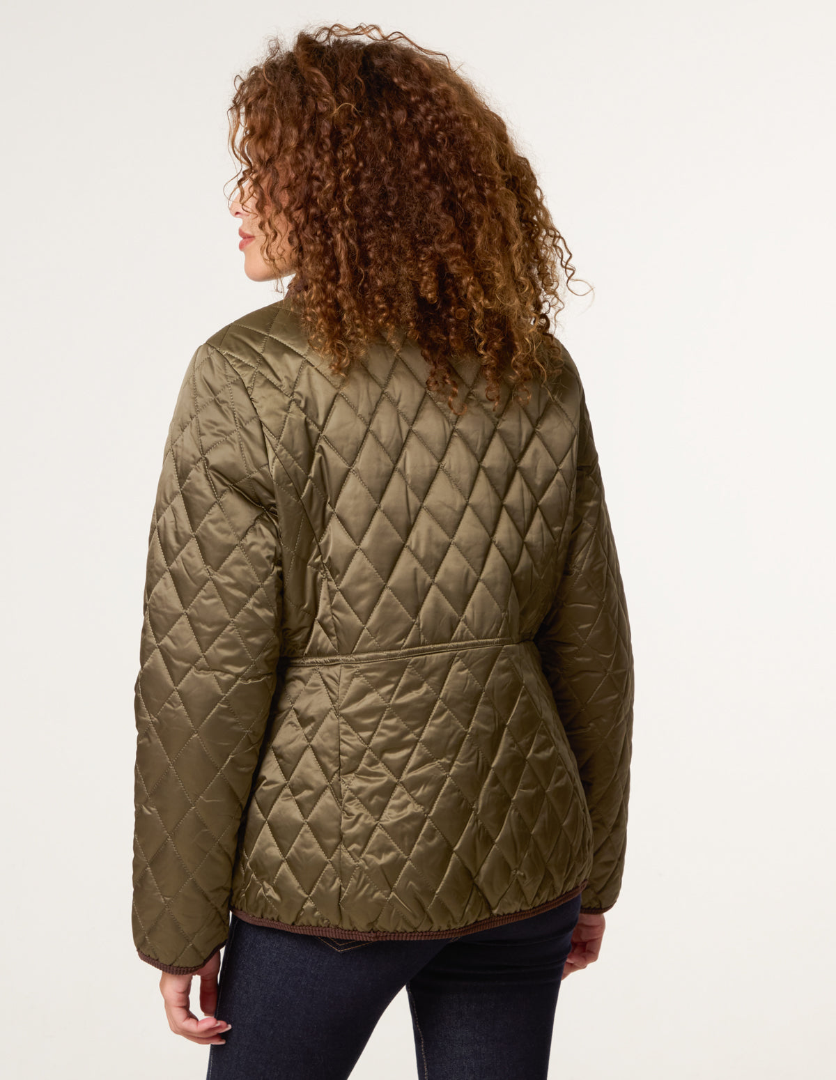 Diamond Quilted Cord Collar Coat