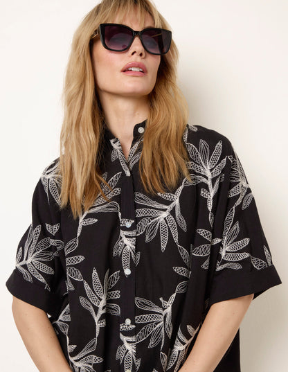 Embroidered Front Oversized Shirt