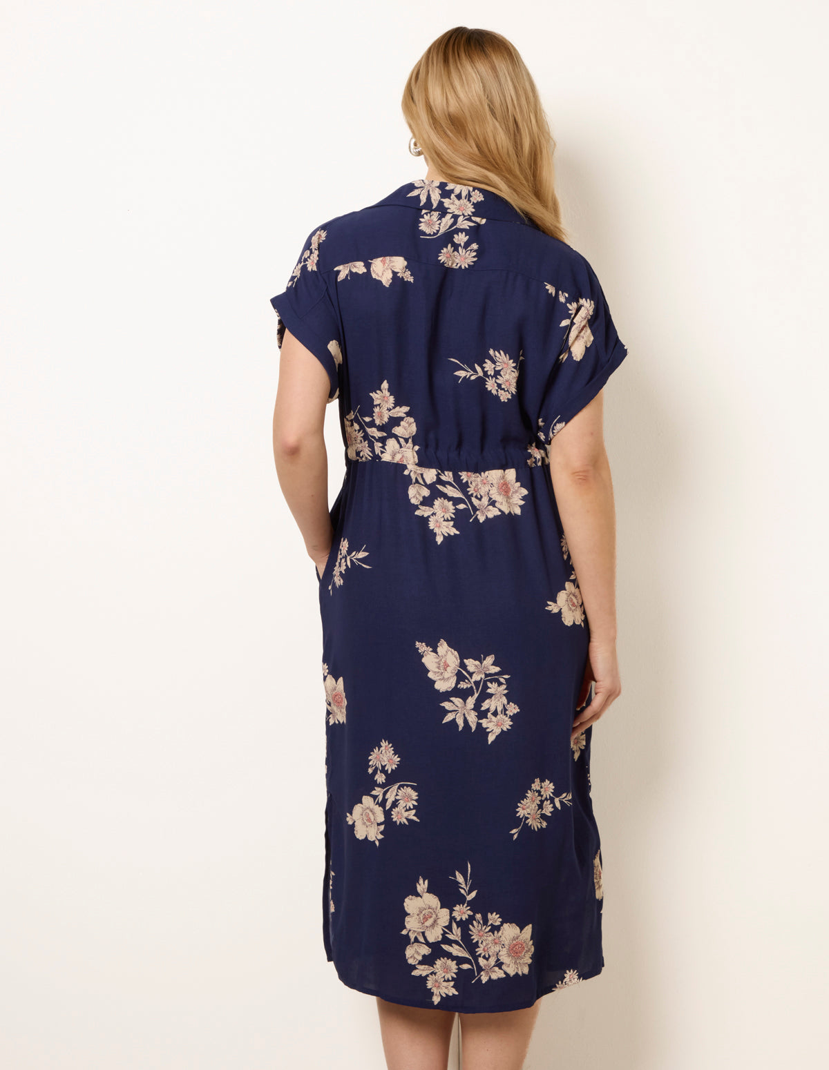 Drawstring Midi Shirt Dress