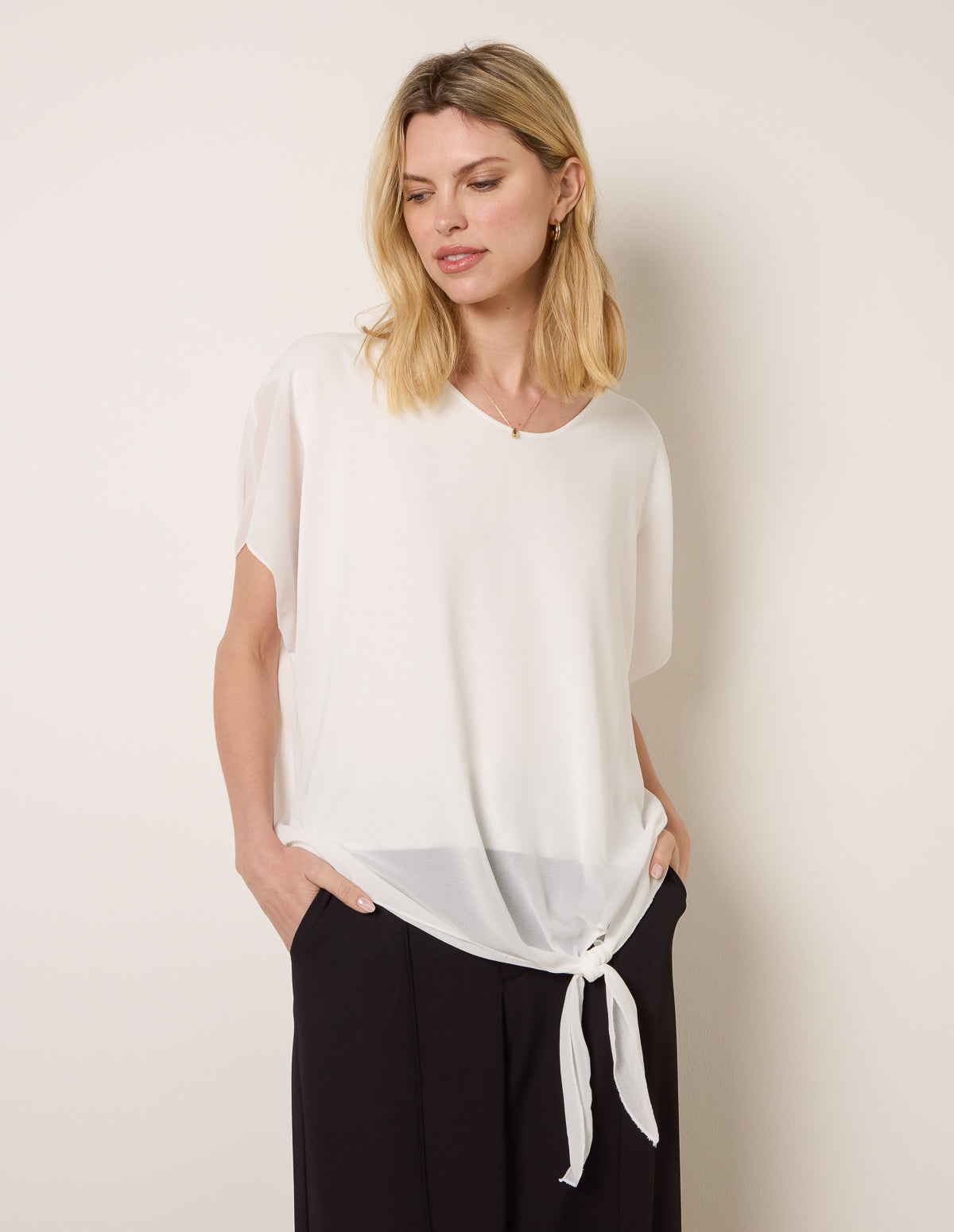 Chiffon Tie Knot Plain Top