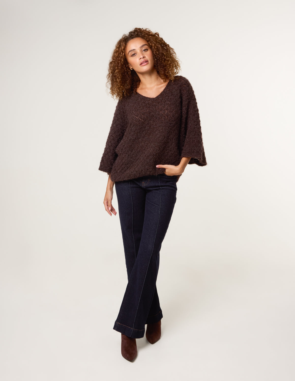 Pointelle Knit Batwing Jumper