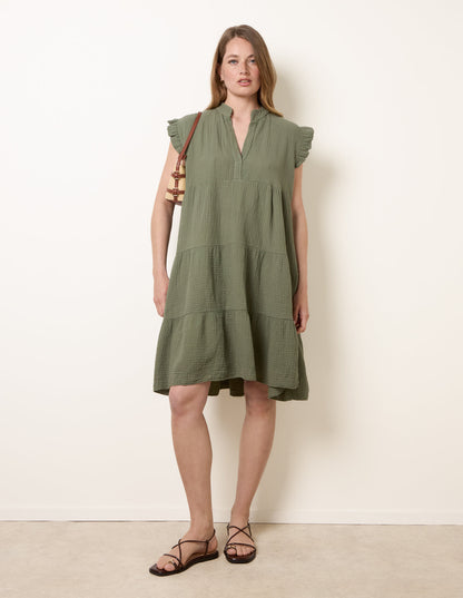 Cheesecloth Frill Sleeve Tunic