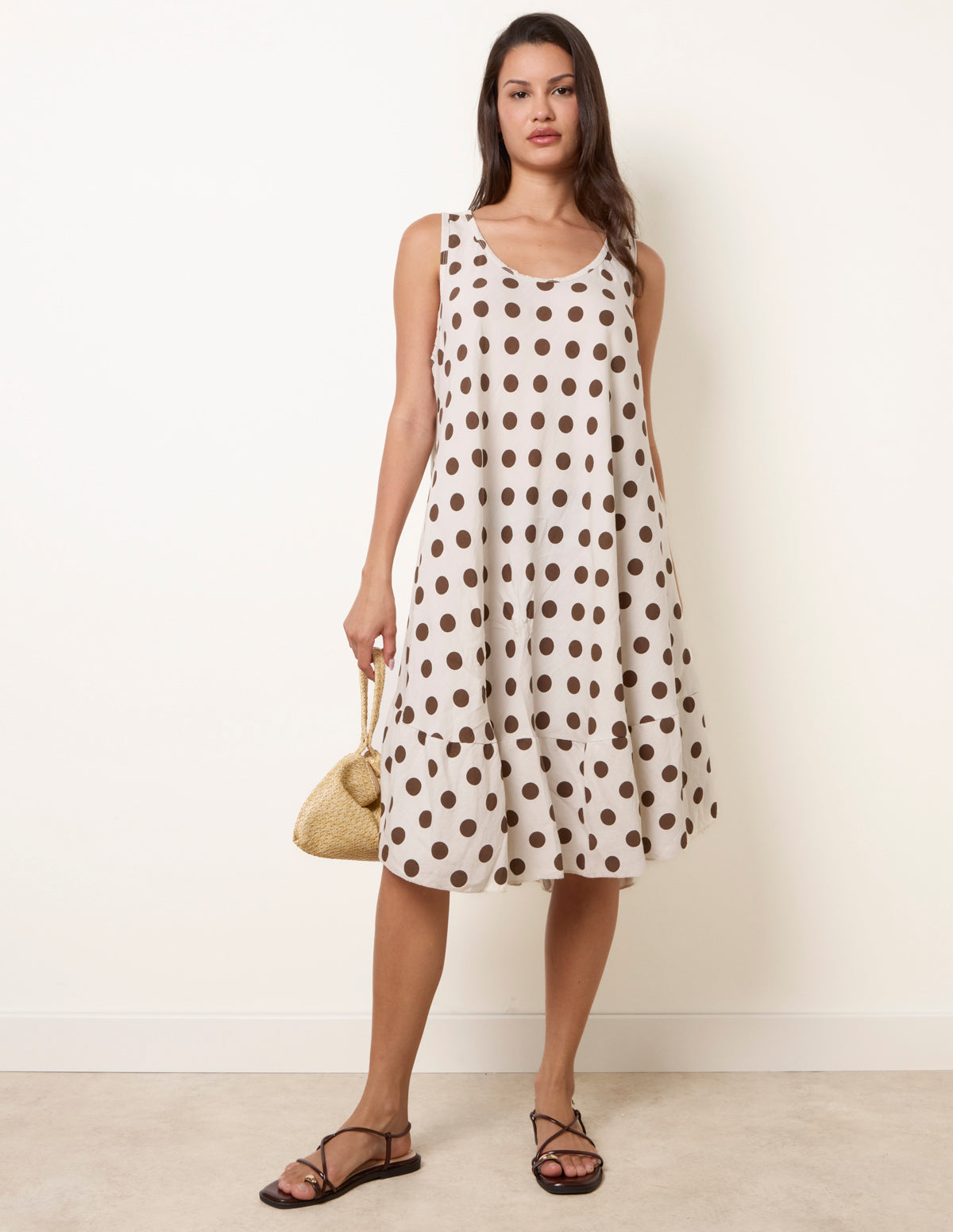 Polka Dot Linen Like Dress