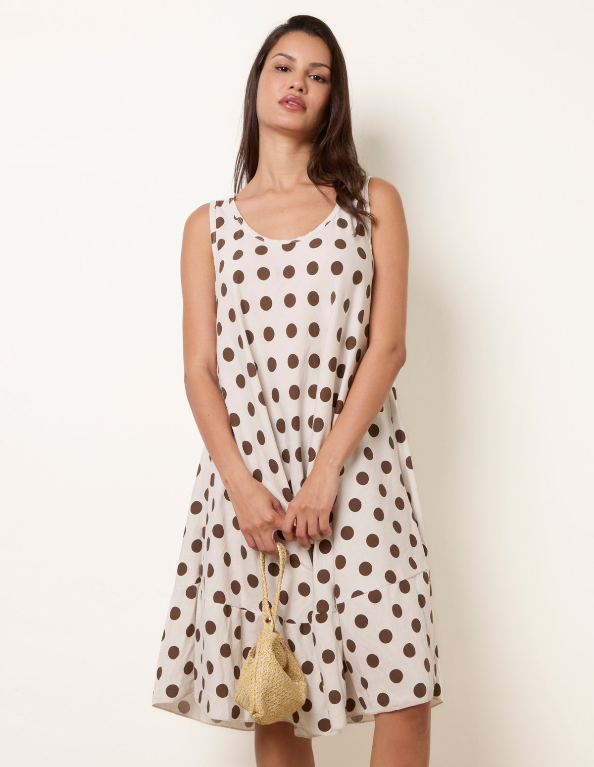 Polka Dot Linen Like Dress