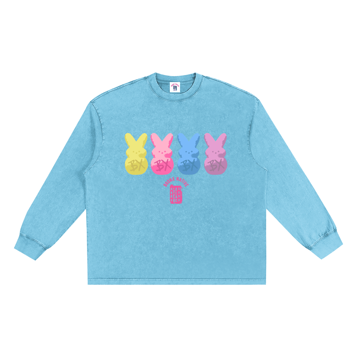 BX Bunnies Snow Washed Frayed Edge T-Shirt by Bronx Native for New York summer