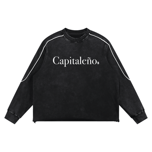 Capitaleño Mineral Wash Piping Raw Hem Sweatshirt