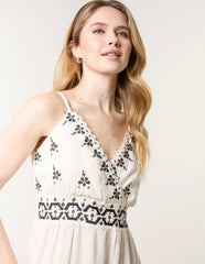 Embroidered Sleeveless Maxi Dress