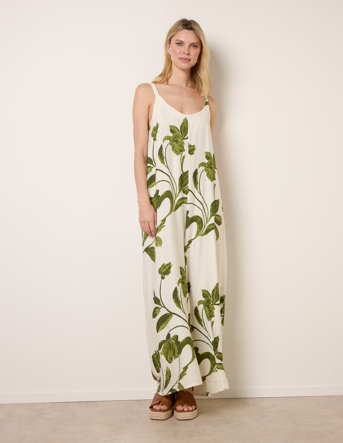 Floral Print Wide Leg Jumpsuit