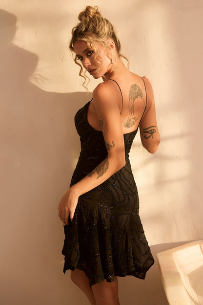 Coconico Beaded Mini Dress - Black