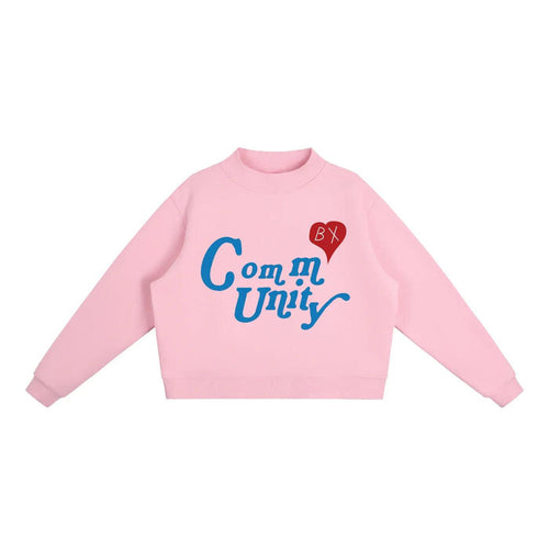 CommUNITY ❤️ Womens Essential Fleece Mock-Neck Crew Sweatshirt