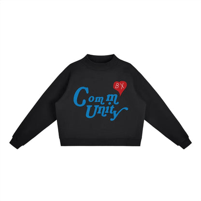 CommUNITY ❤️ Womens Essential Fleece Mock-Neck Crew Sweatshirt