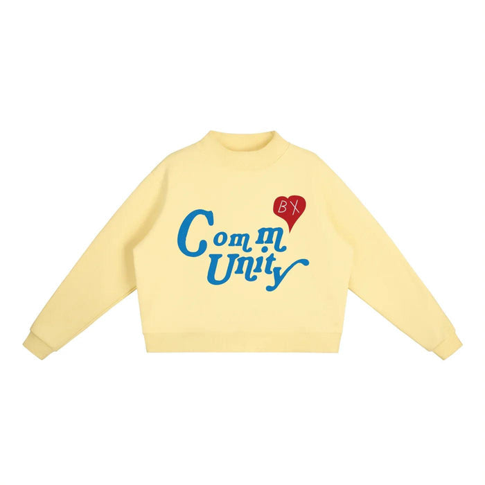 CommUNITY ❤️ Womens Essential Fleece Mock-Neck Crew Sweatshirt