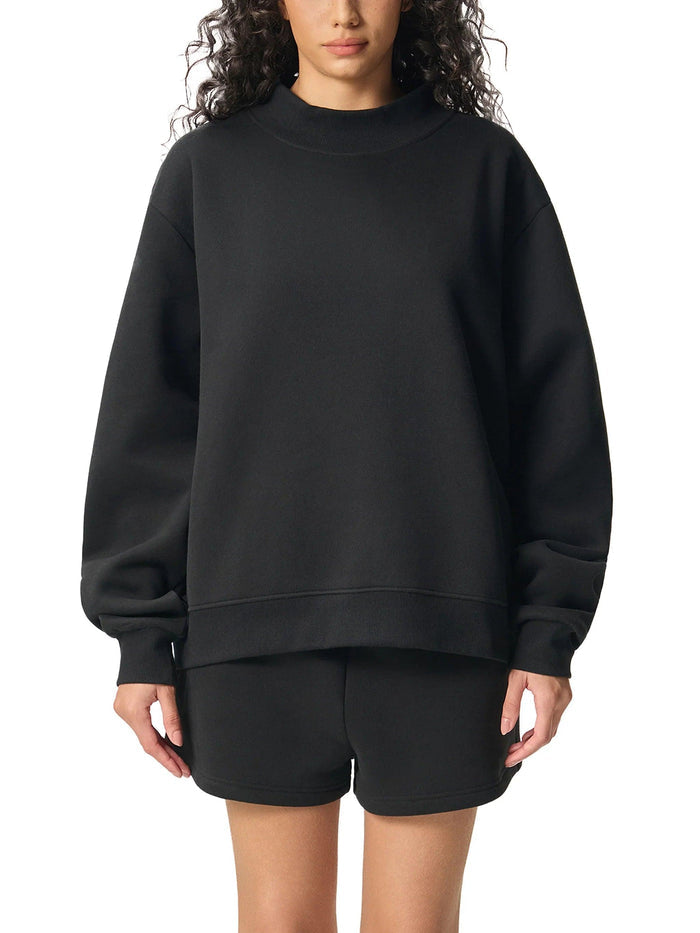 CommUNITY ❤️ Womens Essential Fleece Mock-Neck Crew Sweatshirt