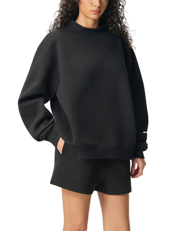 CommUNITY ❤️ Womens Essential Fleece Mock-Neck Crew Sweatshirt