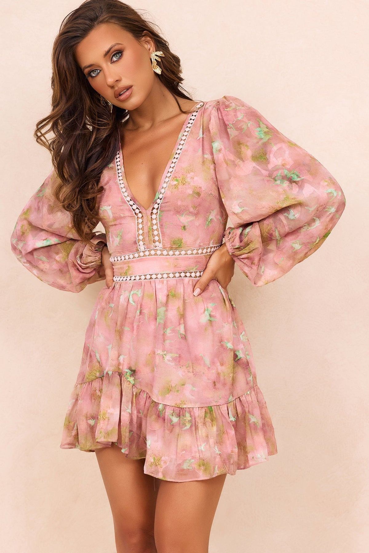 Dahlia Dance Chiffon Mini Dress - Pink
