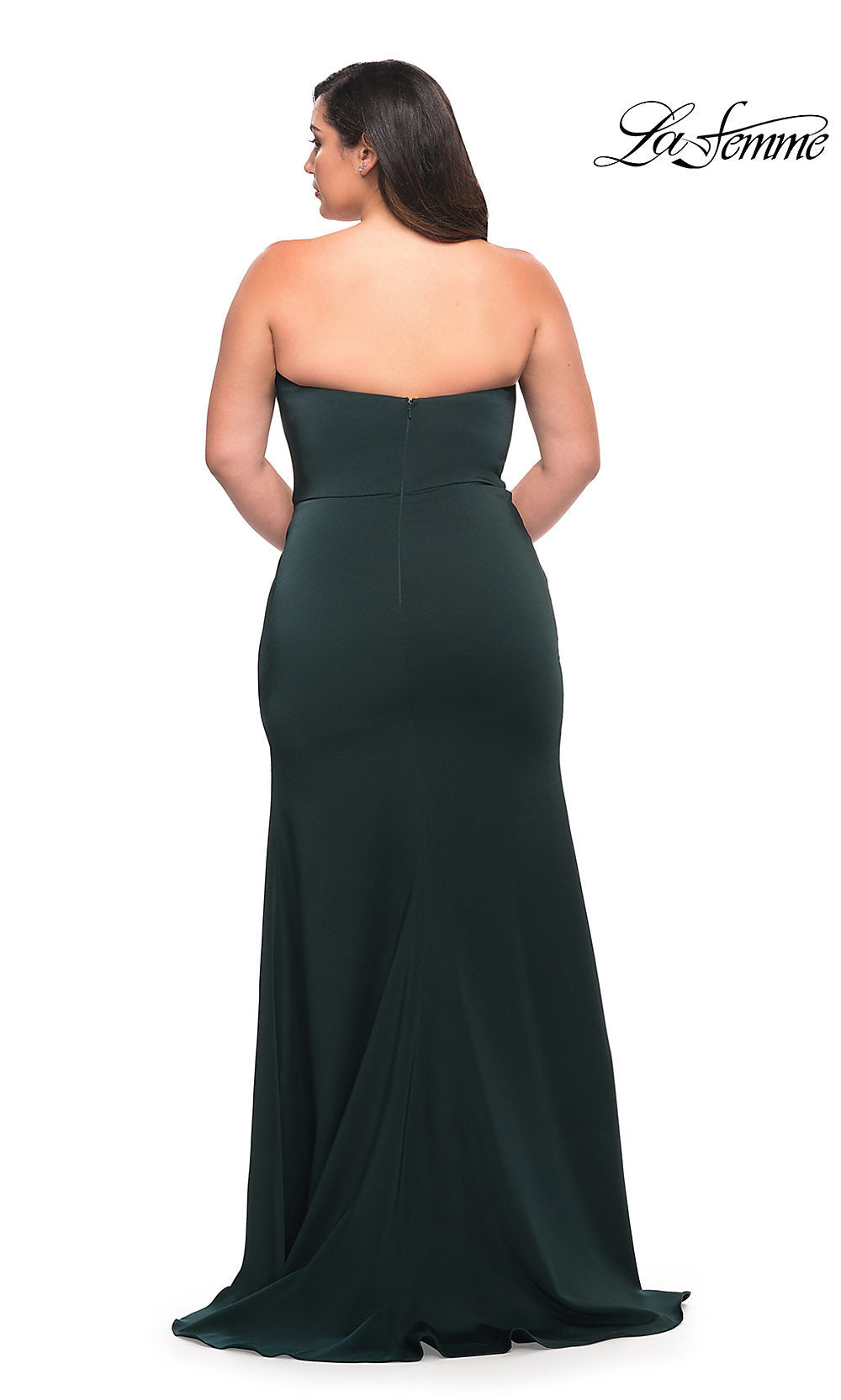 La Femme Long Strapless Plus-Size Formal Gown