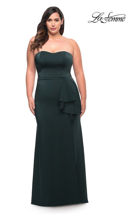 La Femme Long Strapless Plus-Size Formal Gown